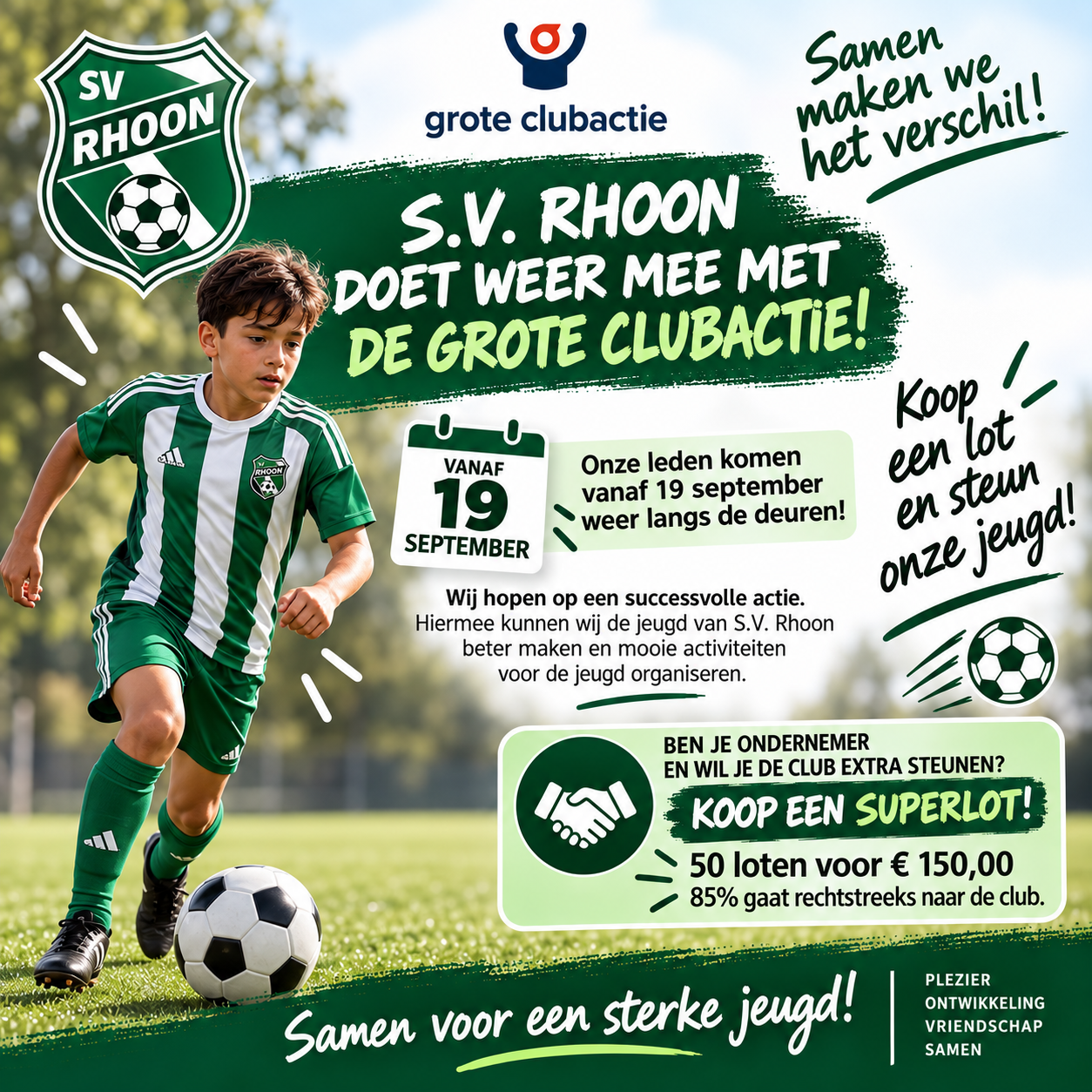 S.V. Rhoon doet weer mee met de Grote Clubactie!