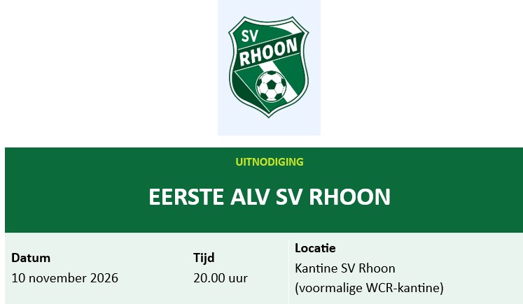 AGENDA  ALV SV RHOON 10 november a.s.
